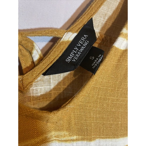 Simply Vera Vera Wang Women size Sm Tiered Midi Dress  Gold Stripe With Lining - Picture 10 of 13